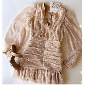 polka dot mini long sleeve dress